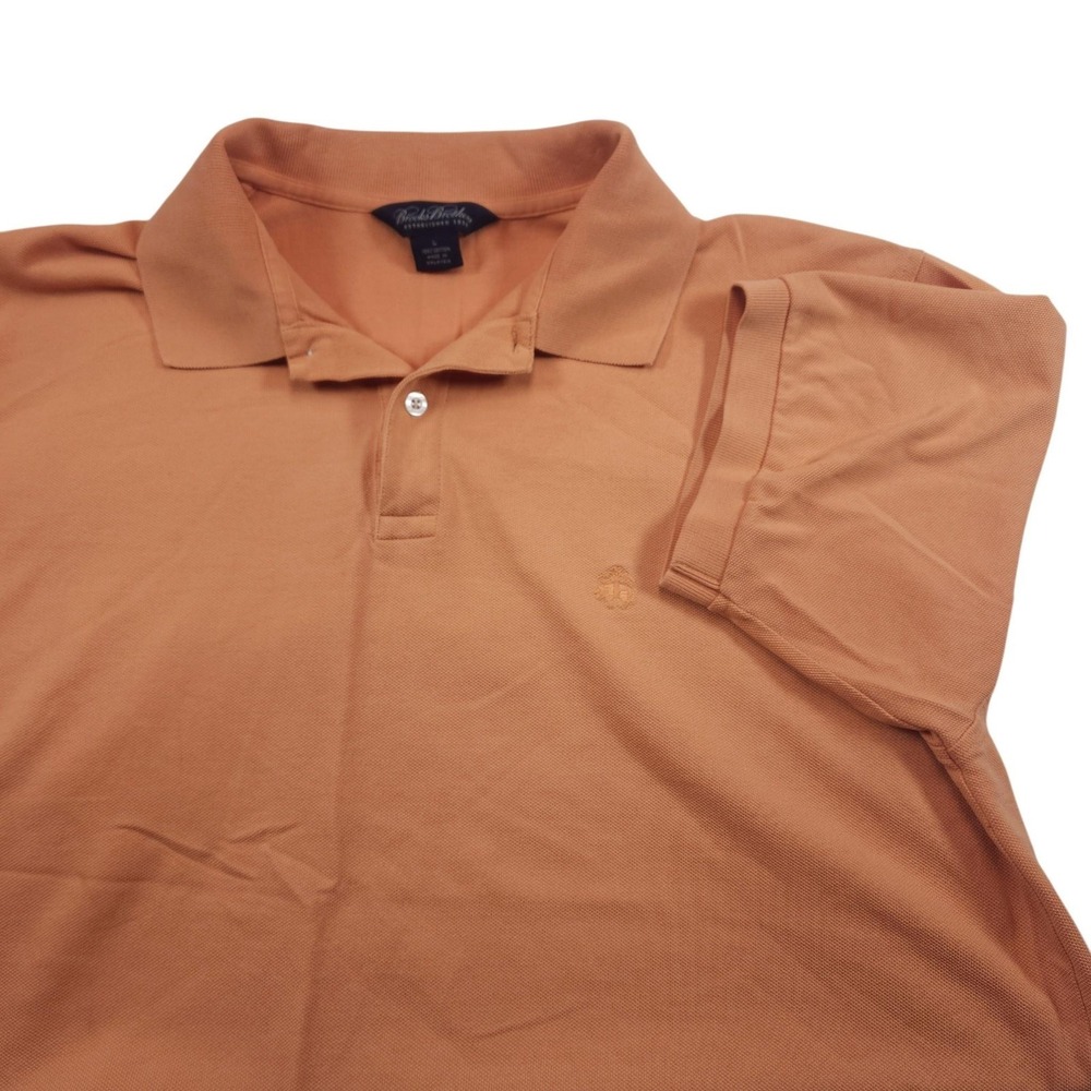 Brooks Brothers‎ Mens Large Orange Cotton Pique Polo Shirt